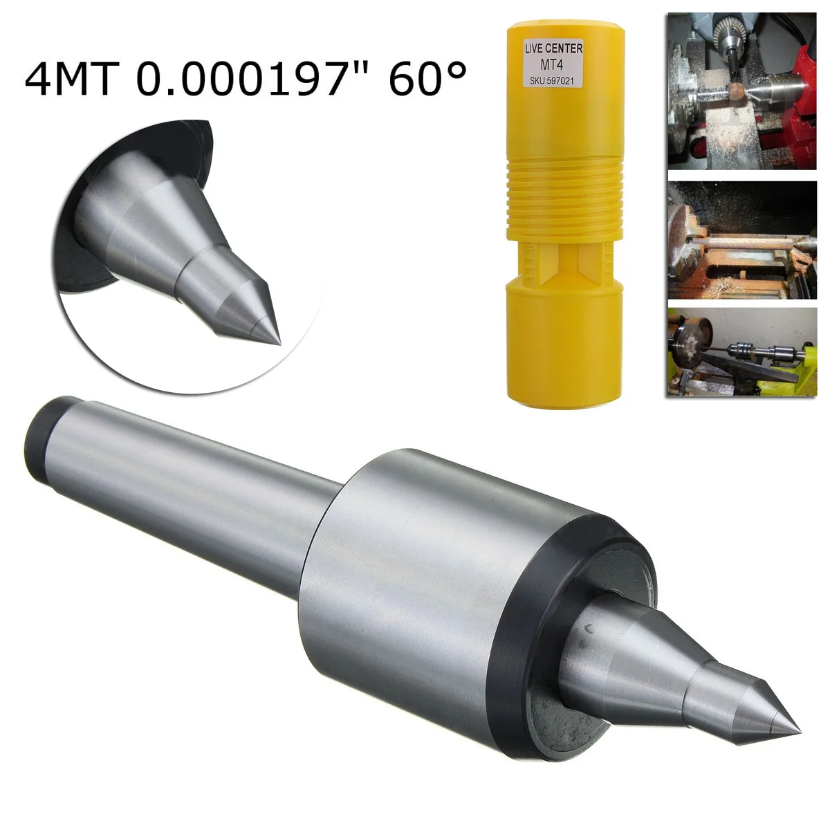 

Metalworking Revolving lathe tool Center Bearing Morse taper #4 Replacement 60 degrees 4MT 0.000197" Steel Silver