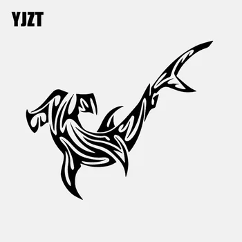 

YJZT 15.4CM*13CM Hammerhead Shark Tribal Marine Sea Ocean Fish Decal Vinyl Car Sticker Art Decor Black/Silver C24-0704