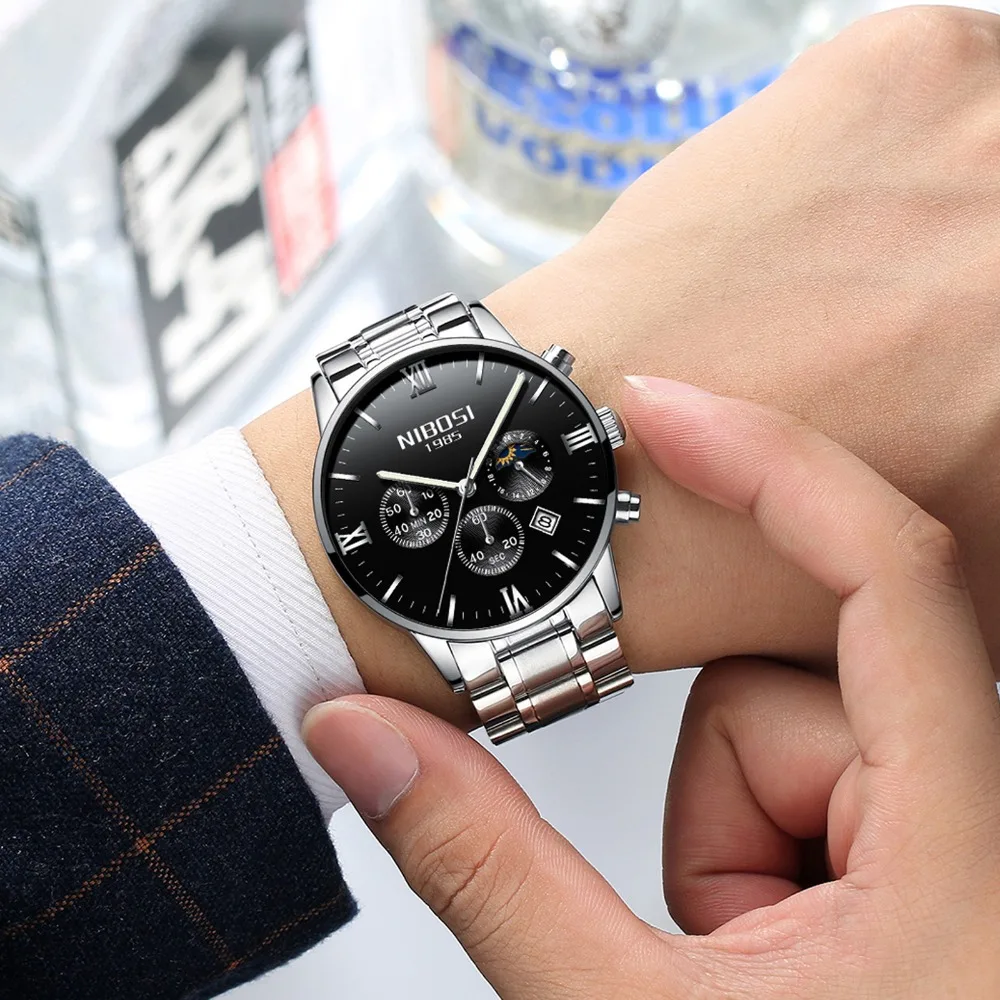 Relogio Masculino NIBOSI 2020 модные мужские часы Лидирующий бренд Роскошные Кварцевые с