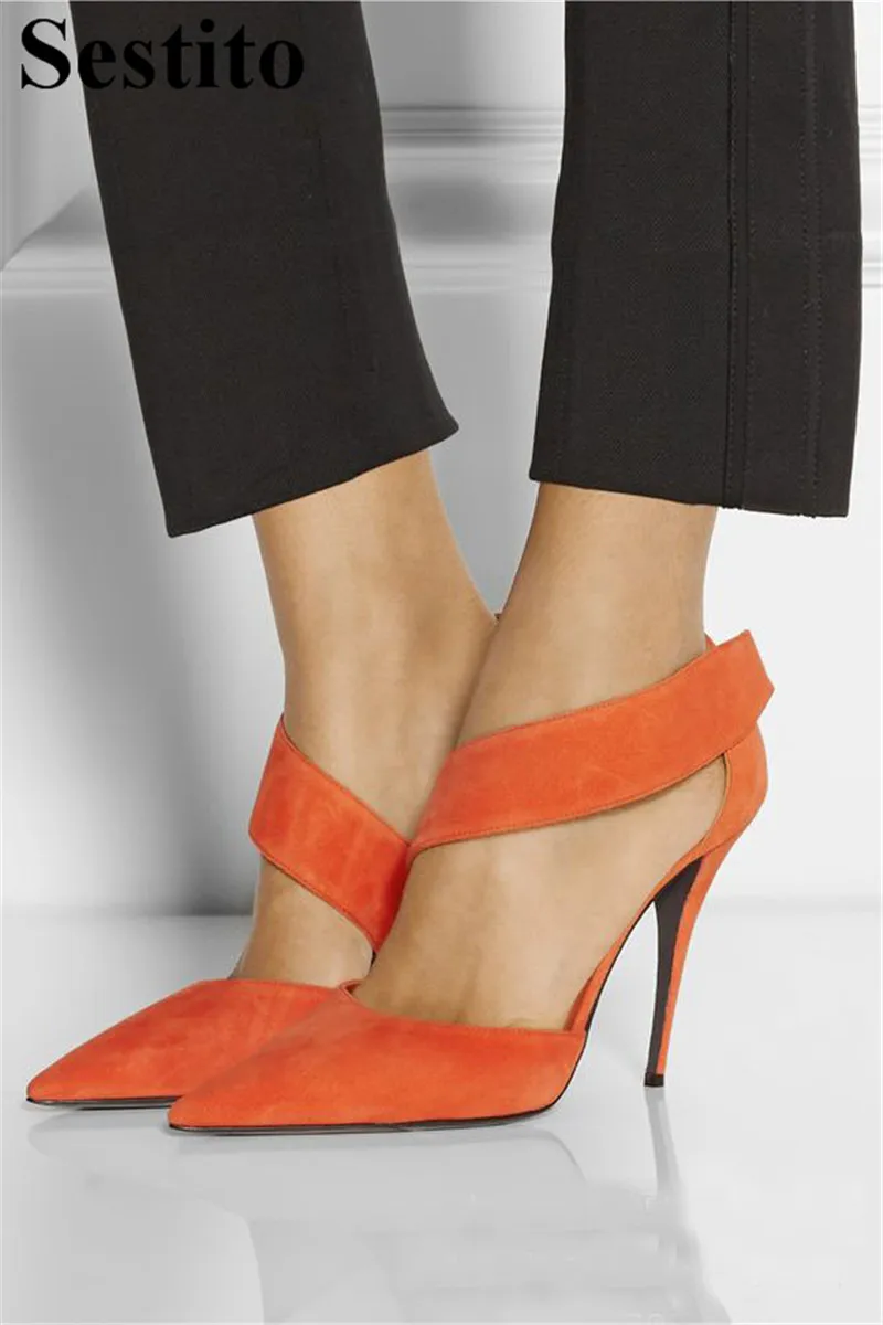 

Sweet Solid Thin Heels Women Pumps Pointed Heels Super High Heel Dress Pumps High Heels Hook & Loop Women Shoes Spring/Autumn