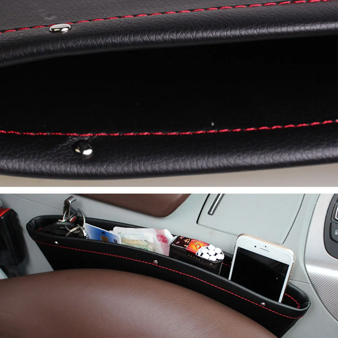 

Car Leather Seat Compartment Glovebox Car Rubbish Car Leather Storage Bag Single