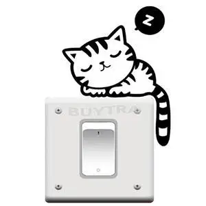 

2017 New Beautiful Home Decoration Wall Stricker Cute Cartoon Sleeping Cat Light Switch Stickers Wallpapers