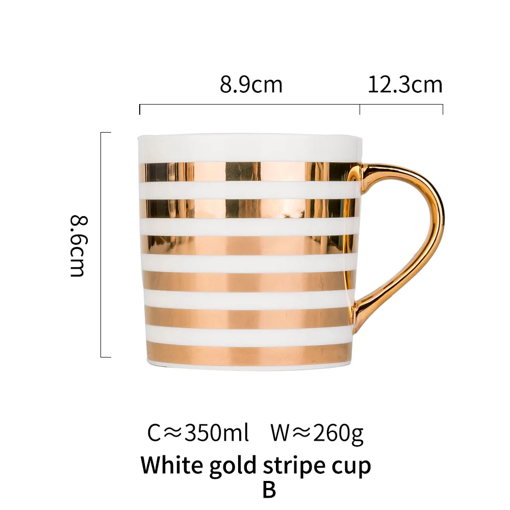 MDZF SWEETHOME Ceramic Mug Large Capacity Water Cup Simple Coffee Milk Mug with Handle - Цвет: white gold B