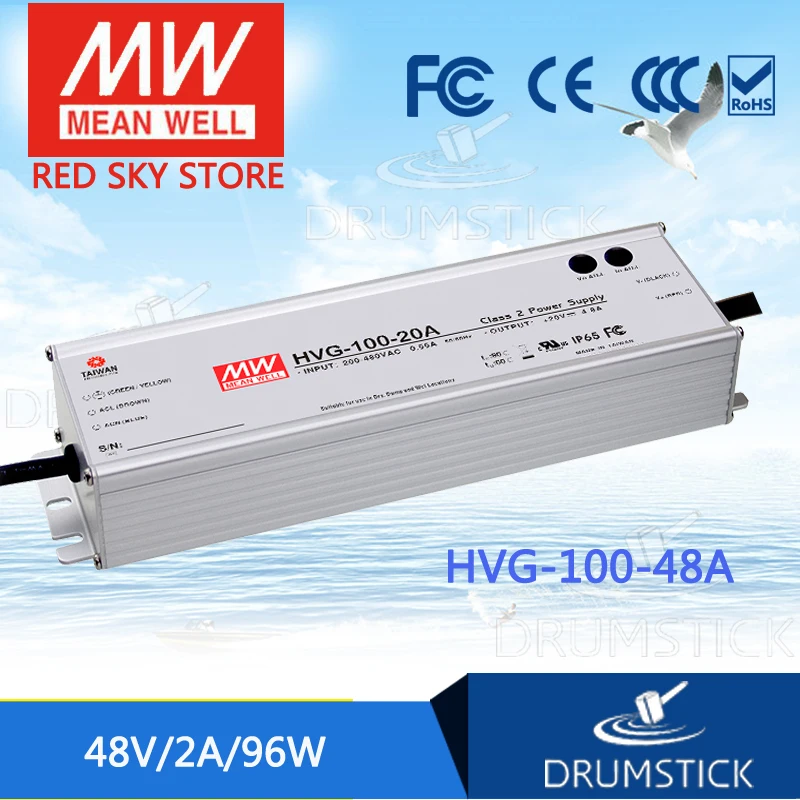 

MEAN WELL HVG-100-48A 48V 2A meanwell HVG-100 48V 96W Single Output LED Driver Power Supply A type