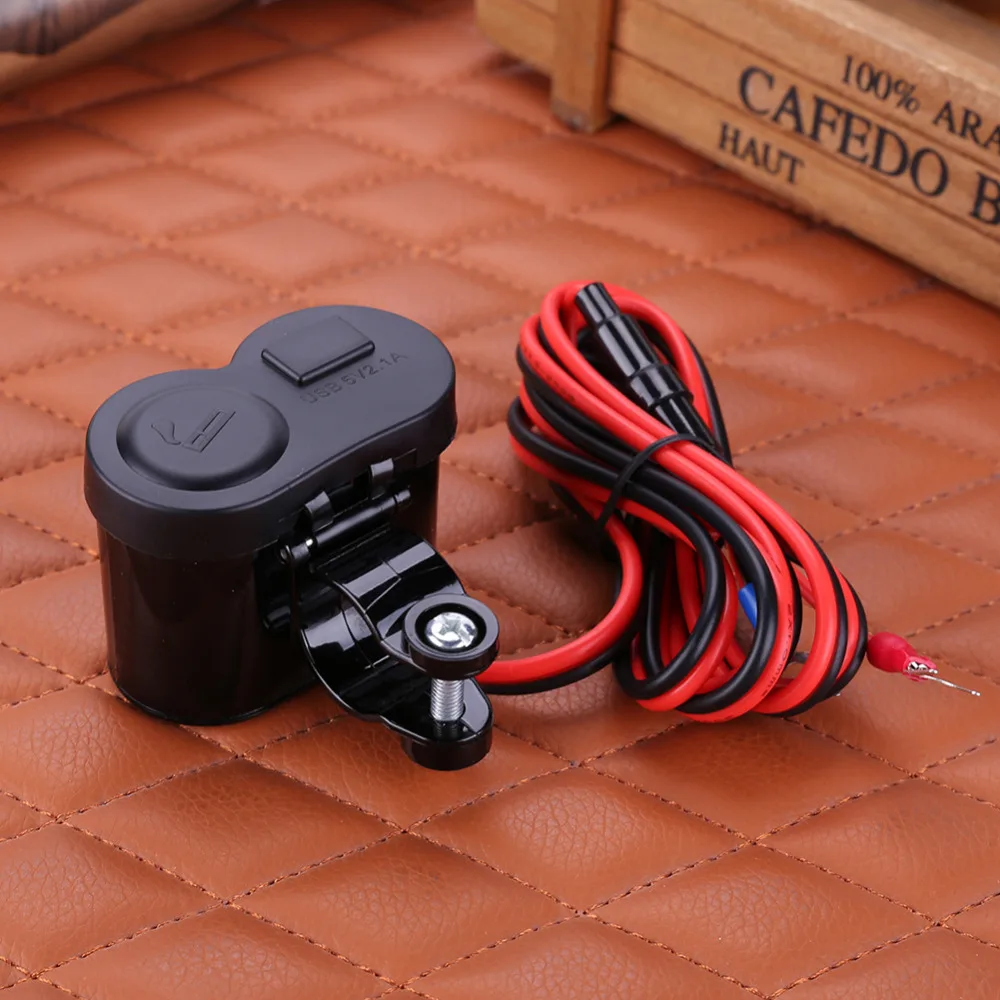 12V 24V мотоцикл Скутер Руль USB Зарядное устройство Водонепроницаемый синим