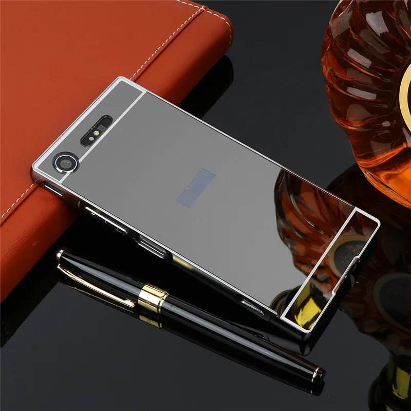 

SuliCase For Sony XZ2 Compact Case Plating Metal Aluminum Frame with Mirror Back Cover Hard Case for Sony Xperia XZ2 XZ2 Compact