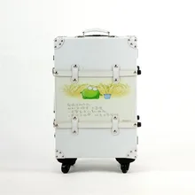 Female / Male PU Leather Handbag Suitcase 20/24 Inches Spinner / Fixed Wheels White Rivet Trolley Suitcase