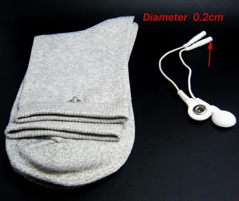 

1 Pair Conductive Fiber Electrode Socks Massage Socks With Short Cable For TENS Unit free shipping