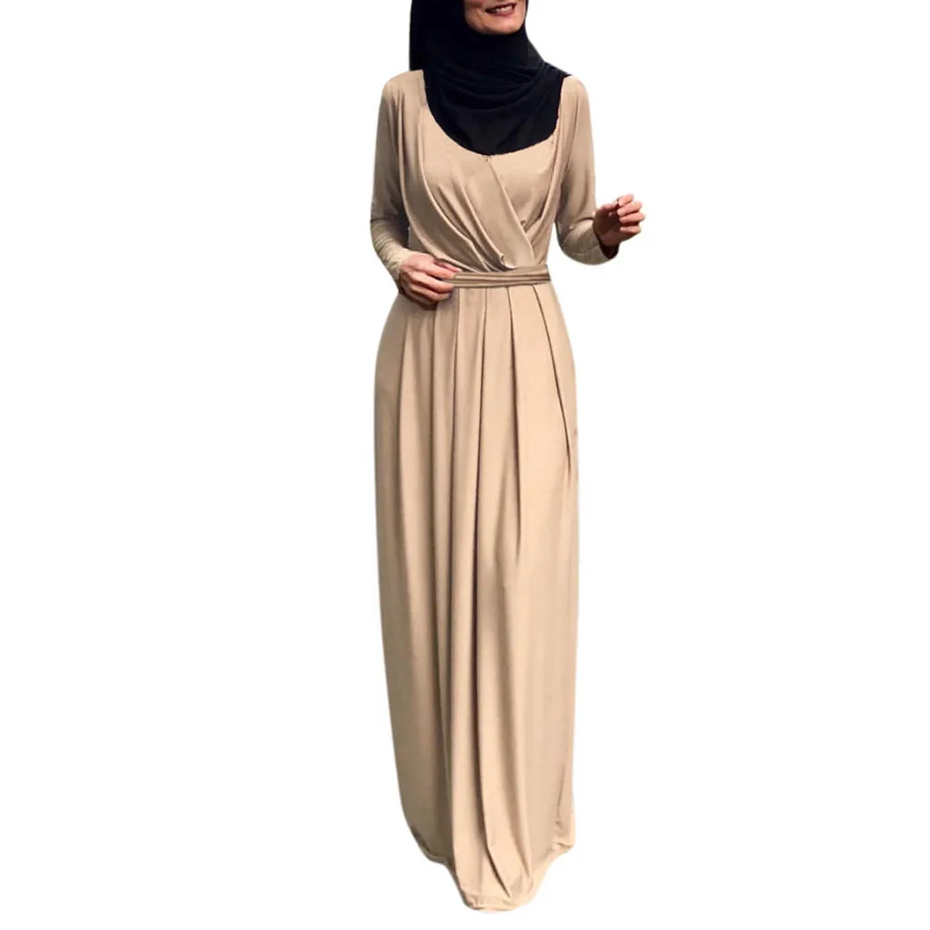 2019 Исламская Мода Большие размеры Womwen индийского Плиссированные шеи Индийский женская мусульманское платье паранджу Jilab Абаи L411A
