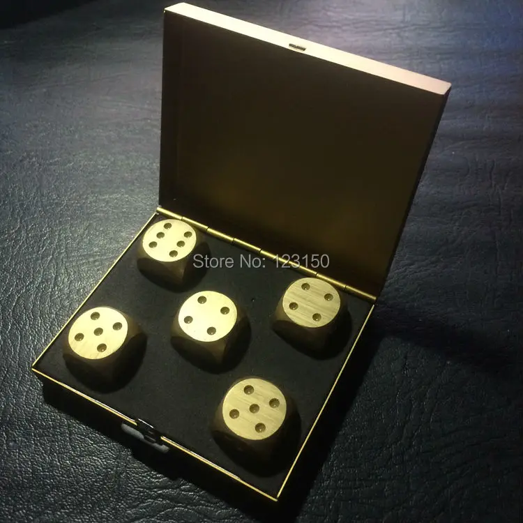 

DC-173 Golden Color Dices Set in rectangle gift box with 5 dices