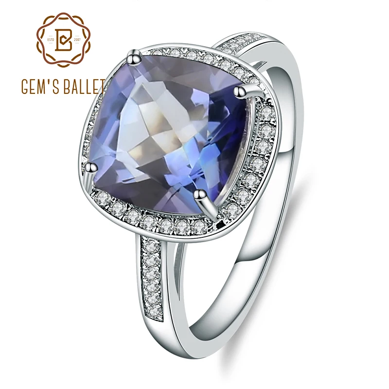 Gem's Ballet 3.66Ct Natural Iolite Blue Mystic Quartz Gemstone Rings 925 Sterling Silver Cocktail Rings Fine Jewelry For Woman Gem's Ballet 3.66Ct Natural Iolite Blue Mystic Quartz Gemstone Rings 925 Sterling Silver Cocktail Rings Fine Jewelry For Woman