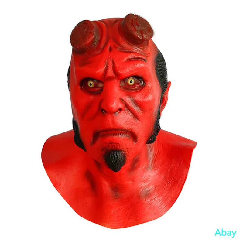 Маска Hellboy перчатки ужаса латексный головной убор Красный Дьявол карнавальные