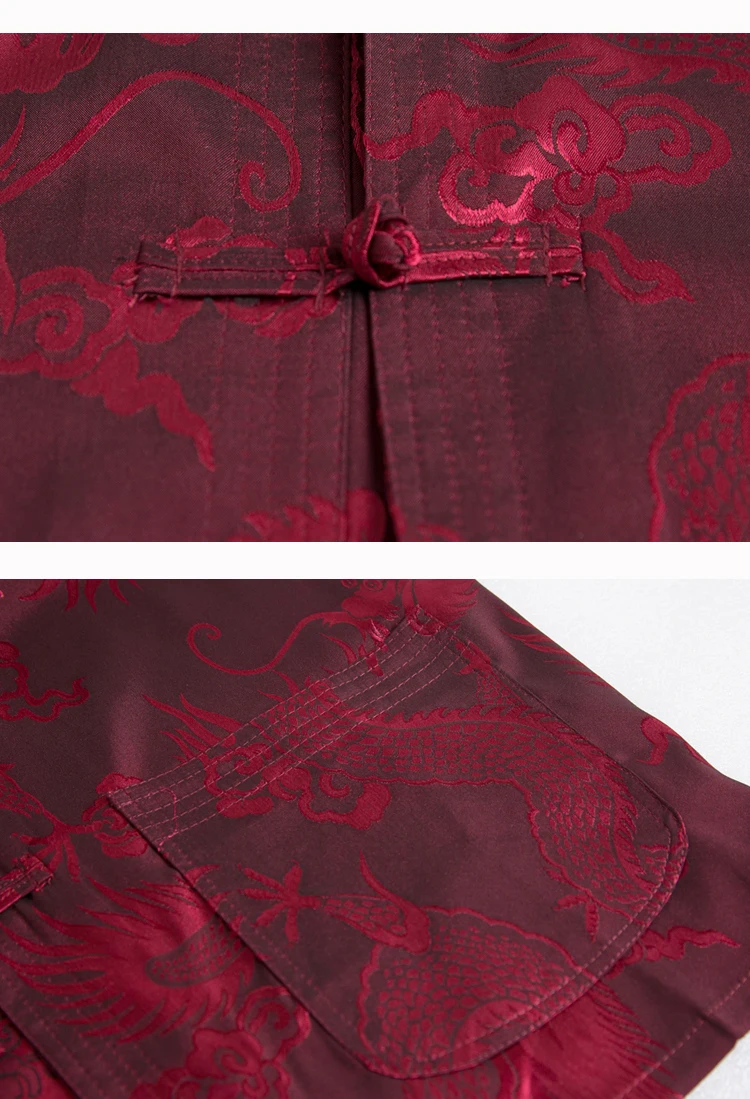 WAEOLSA Men Summer 2PCS Pant Sets Chinese Dragon Pattern Twinset Man Tunic Shirt And Trouser Suit  Silk Cotton Blends Ensemble (14)