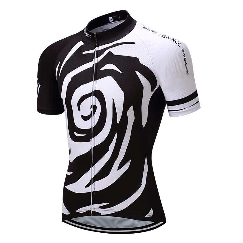 Chinese characters white and black mountain cycling jersey road bike