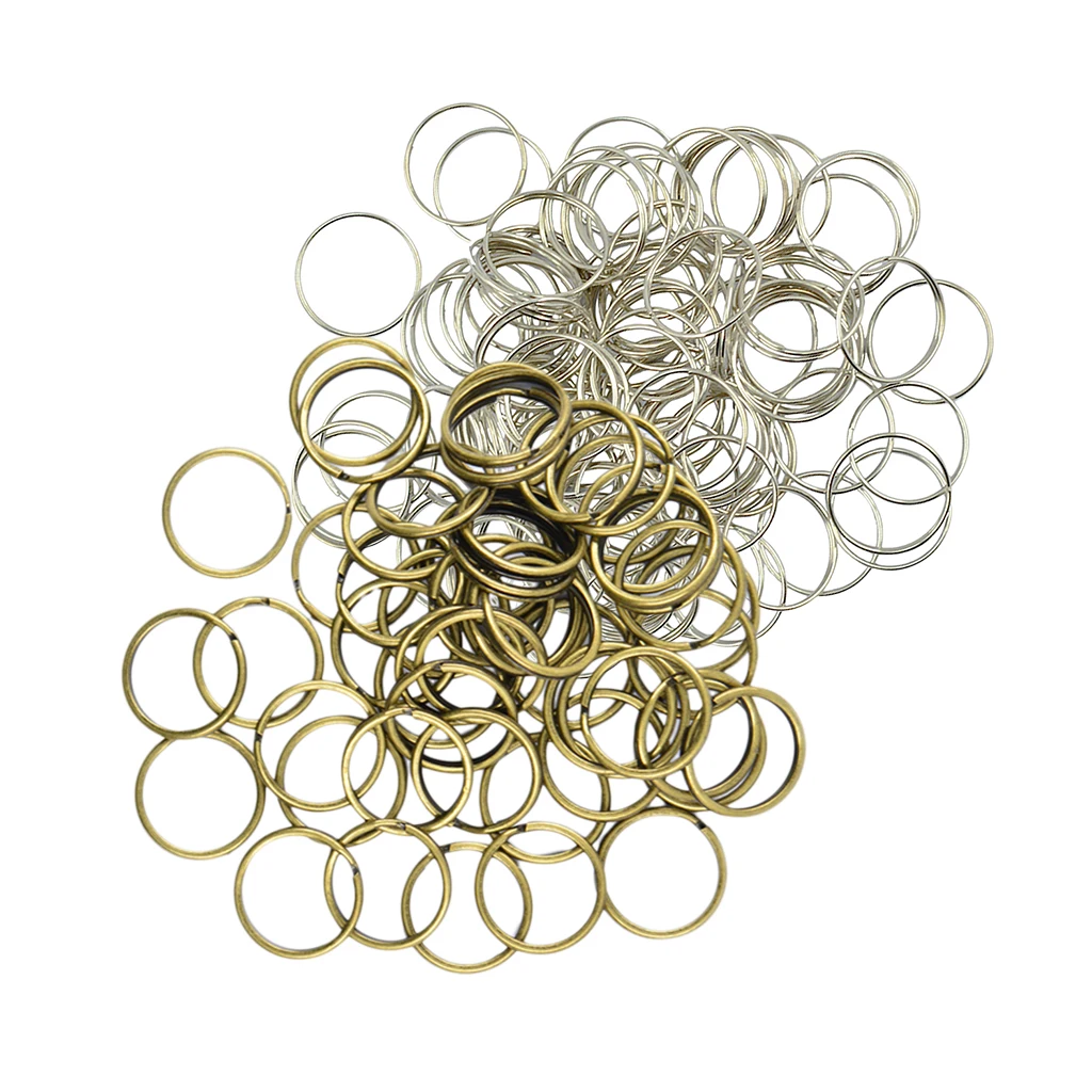 150pcs Split Key Rings 18mm White K & Bronze Plated Steel Split Ring for Car Home Keys Organization Arts & Crafts DIY Jewelry