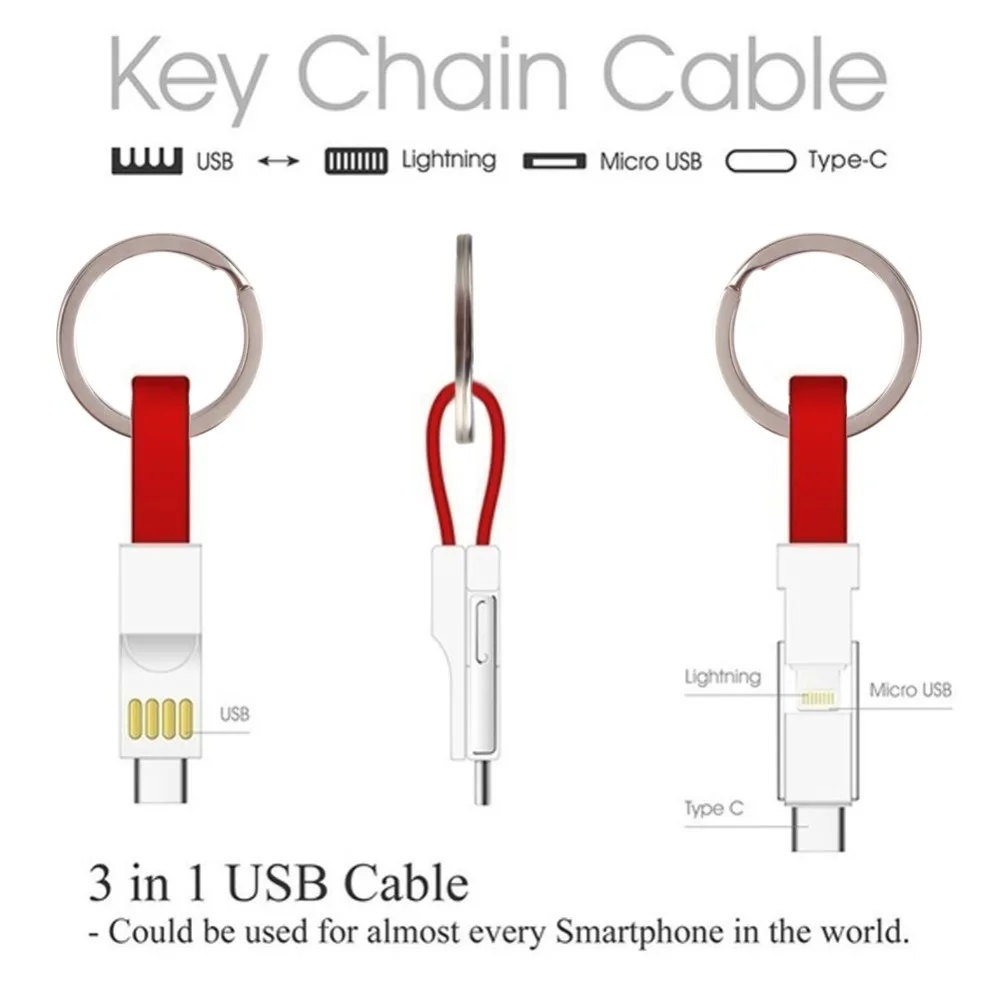 Buyincoins Micro USb кабель 3 в 1 Micro type C портативный короткий провод для быстрой зарядки Магнитный менее#292334