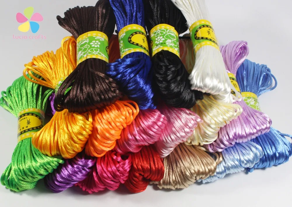 

1 bundle/lot(20yards) 2mm Soft Satin Rattail Silk Macrame Cord Nylon Kumihimo Shamballa For Bracelet Jewelry Findings W04C2G05D