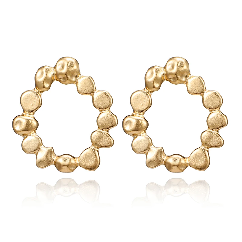 

Simple Openwork Round Circle Metal Gold Stud Earrings Earrings