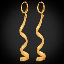 Золотой витой серьги в виде змей для Для женщин Горячая Модные украшения подарок на год MGC золото Цвет длинные серьги в виде капель с E258