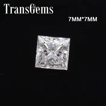 

TransGems Equivalent Diamond Weight 2ct Carat 7mm*7mm F Color Princess Cut Moissanite Loose Stone for Making jewelry
