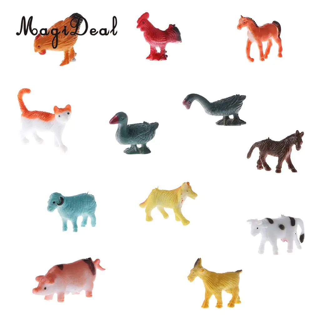 12Pcs/Pack Plastic Farm Animal Models Kids Children Baby Educational Toy Party Bag Fillers Home Desk Decoration