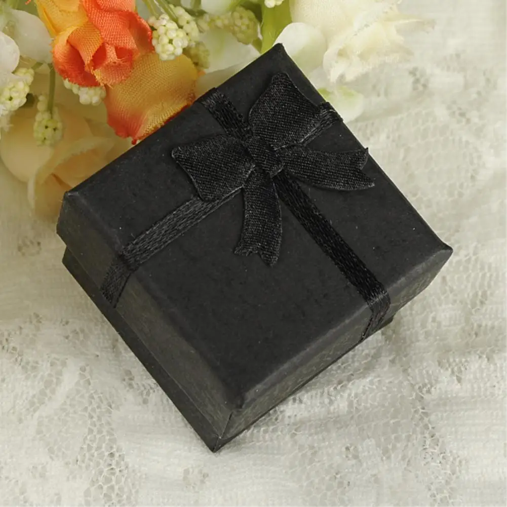 1 шт. коробка для хранения ювелирных изделий черное ожерелье коробка для кольца Подарочная коробка бумажная коробка для украшений Упаковка браслет серьги дисплей с губкой - Цвет: 4x4x3cm Black