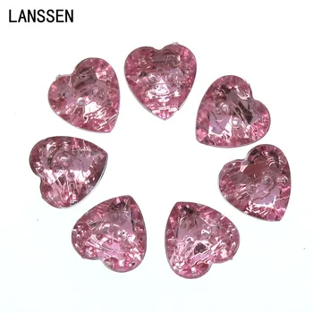 

50pcs 1/2" Pink Heart Button Acrylic Button Shiny Buttons Two Holes Sewing Button For Craft Scrapbooking 13mm
