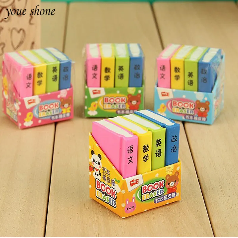 1pcs Creative cartoon book eraser color text soft eraser office pencil Novelty student modelling