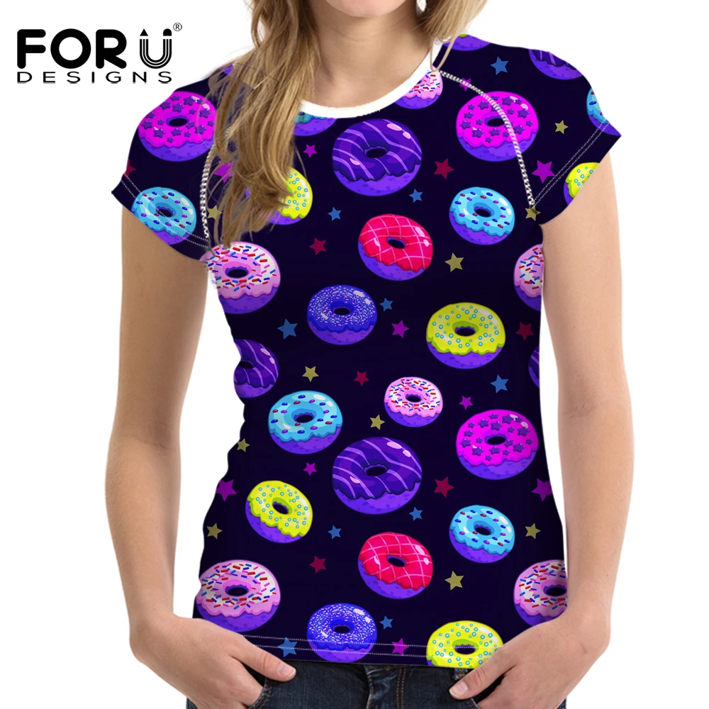 

FORUDESIGNS T-shirt Women Tops Tees O-Neck T Shirts Feminism Casual Clothing Female Harajuku Style Fitness Little Cookie Ptinted