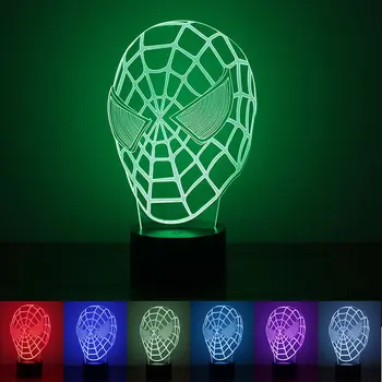 

Spiderman Mask Led Night Light 3D Creative LED Table Night USB Power 7 Color Chanable Led Light for Home Decro Gift for Boy Girl