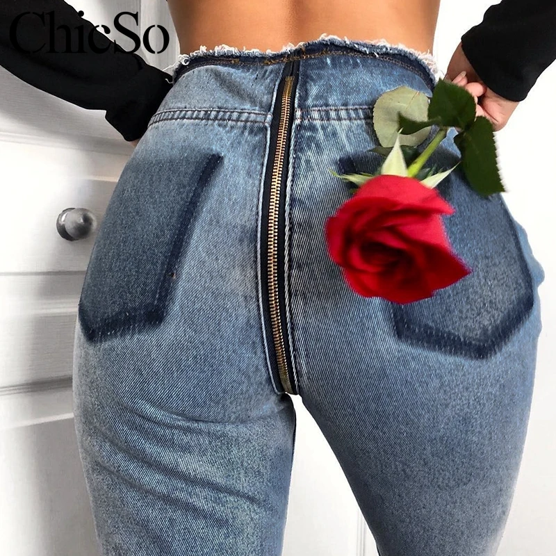 MissyChilli Sexy long back zipper jeans Women ripped high waist jeans denim pants Autumn winter casual streetwear jeans female MissyChilli Sexy long back zipper jeans Women ripped high waist jeans denim pants Autumn winter casual streetwear jeans female