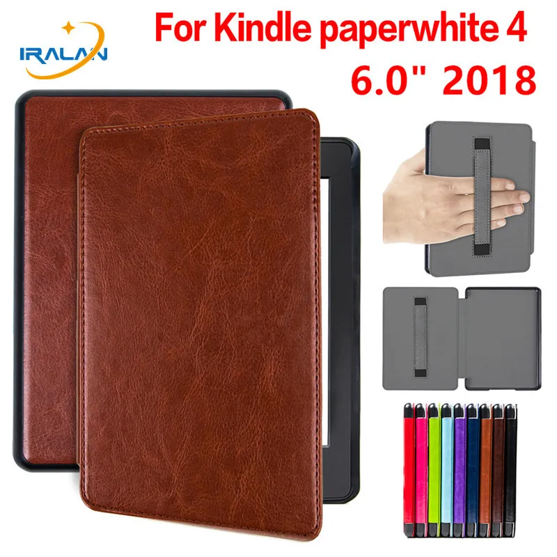 

New E-Book Case For Amazon kindle Paperwhite 4 2018 eReader PU Leather sleeve pouch with handle stand folio Cover+Stylus Pen