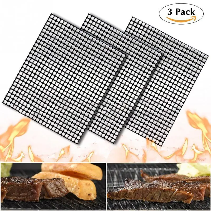 BBQ Grill Mesh Mat Set of 3 Non Stick BBQ Mesh Grill Mats Teflon