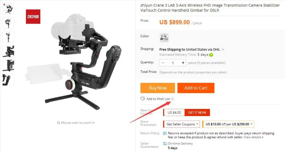 ZHIYUN Oficiální jeřáb 3 LAB 3-osé bezdrátové FHD Image Transmission Stabilizátor kamery ViaTouch Control Handheld Gimbal pro DSLR Podpora Hmotnost 650g-4500g Materiál Hliník