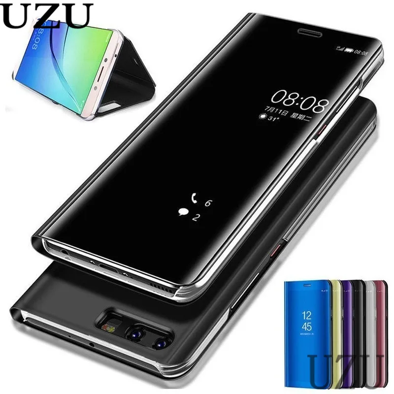 

Smart Mirror Flip Leather shell Phone Case for One plus 6 For Oneplus 6T Clear luxury view Transparent Stand cover etui coque