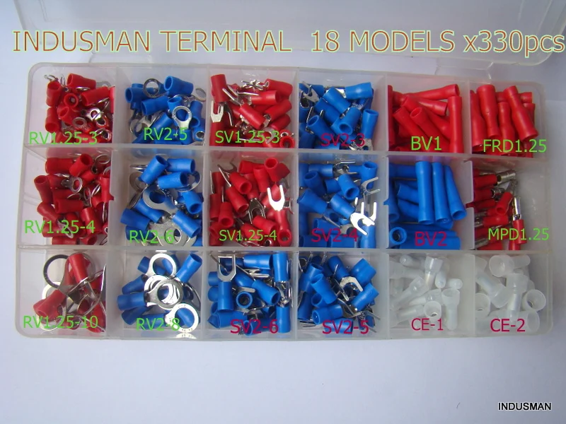 

Terminales 330pcs/lot Insulated Terminals Electrical Crimp Connector Spade Ring Fork Assortment Kit