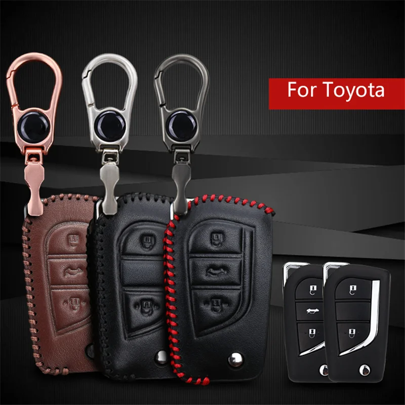 

2017 New Genuine Leather Car Key Case Cover For Toyota Chr C-hr Land Cruiser 200 Avensis Auris Corolla Prius Remote Key Holder
