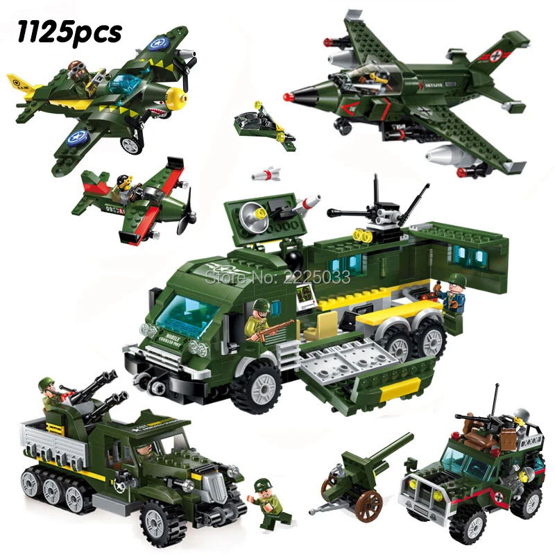 

compatible legoeinglys Military WW2 tank,bombing enemy Command Center Army soldier Weapons Building block toy for children gift