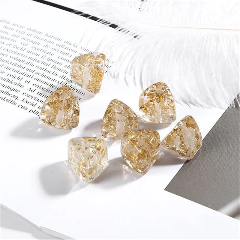

5pcs Gold Foil Oval Triangle Resin Beads Earrings Eardrop Findings Diy Charms Perforated Sexy Bracelet Jewelry Making F284