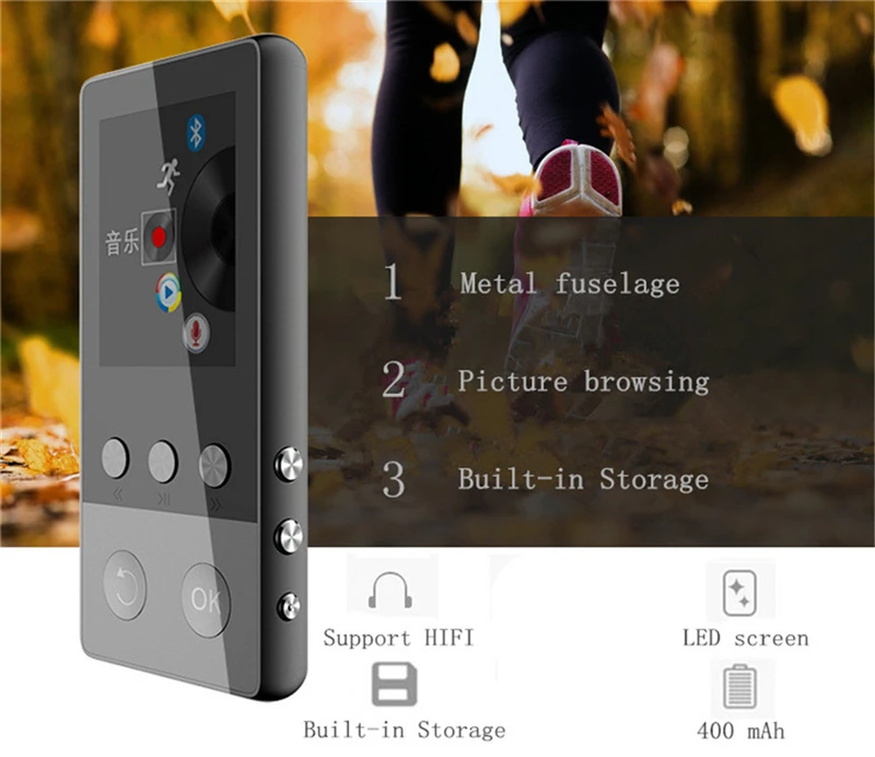 Portable Blutooth MP3 Player Mini Audio 8GB with Built-in Speaker TF Card FM Radio APE Flac Caixa Se Som Soundbar Metal Materia mp3 music player