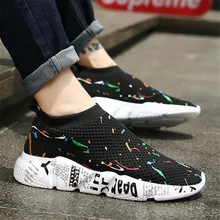 Men Casual Shoes Graffiti Sneakers Lazy Shoes for Men Sock Shoes Mens Sneakers Slip on 2019