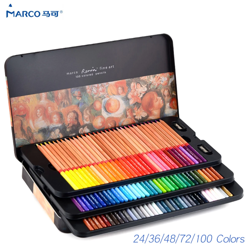 

Marco Renoir 24/36/48/72/100 Colors Pencil Set Non-toxic Color Pencil Crayons Colouring Drawing Pencils Set Wholesale