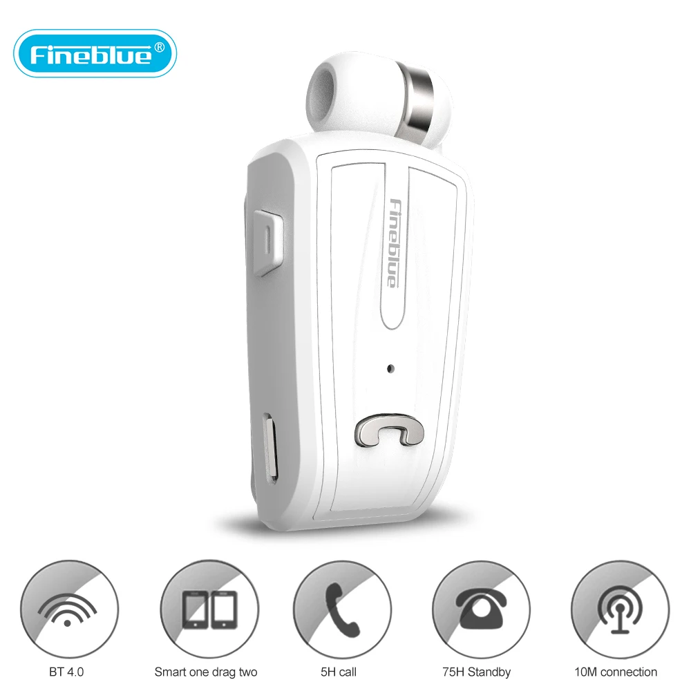 

Fineblue F-V6 Earphones Wireless Bluetooth 4.0 In-ear Headset Business Headphones Wear Clip Hands-free with Mic