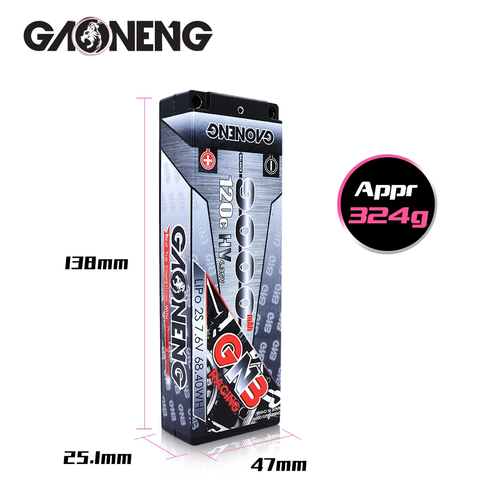 Аккумуляторная батарея Gaoneng GNB 9000 мАч 2S 7 6 В HV 120C 240C LiHV с разъемом T для 1:10 1/10 RC