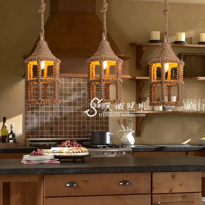 

American country hemp chandelier LOFT RETRO art designer guest restaurant coffee bar clothing store decoration