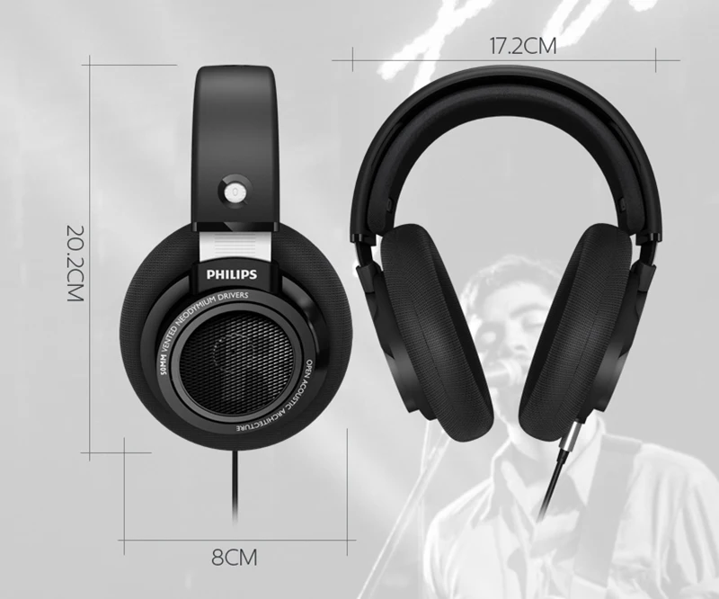 Оригинальные Наушники Philips SHP9500, Наушники Hi-Fi с длинной проводом 3 м, гарнитура с шумоподавлением для huawei xiaomi S8 S9 MP3