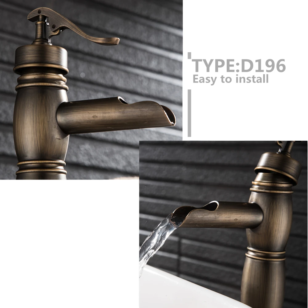 European antique bathroom sink basin faucet retro Single hole basin faucet vintage Brass water tap hot and cold Mci3