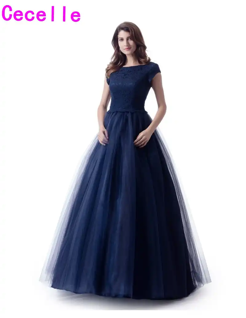 modest navy blue dress