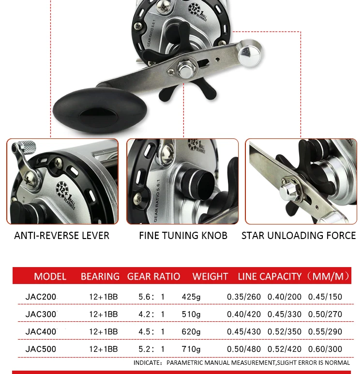YUMOSHI JCA500 12+1BB Drum Electrical Fishing Reel Depth Counting Multiplier reel