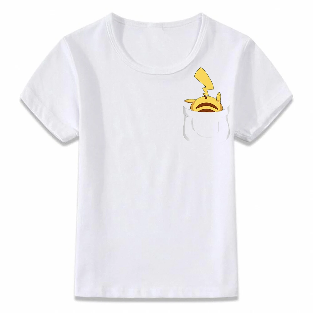 Детская футболка с карманом чармандер Иви и Пикачу Сквиртл Бульбазавр Gengar Mewtwo Покемон футболка для мальчиков и девочек Футболка oal171 - Цвет: oal171c